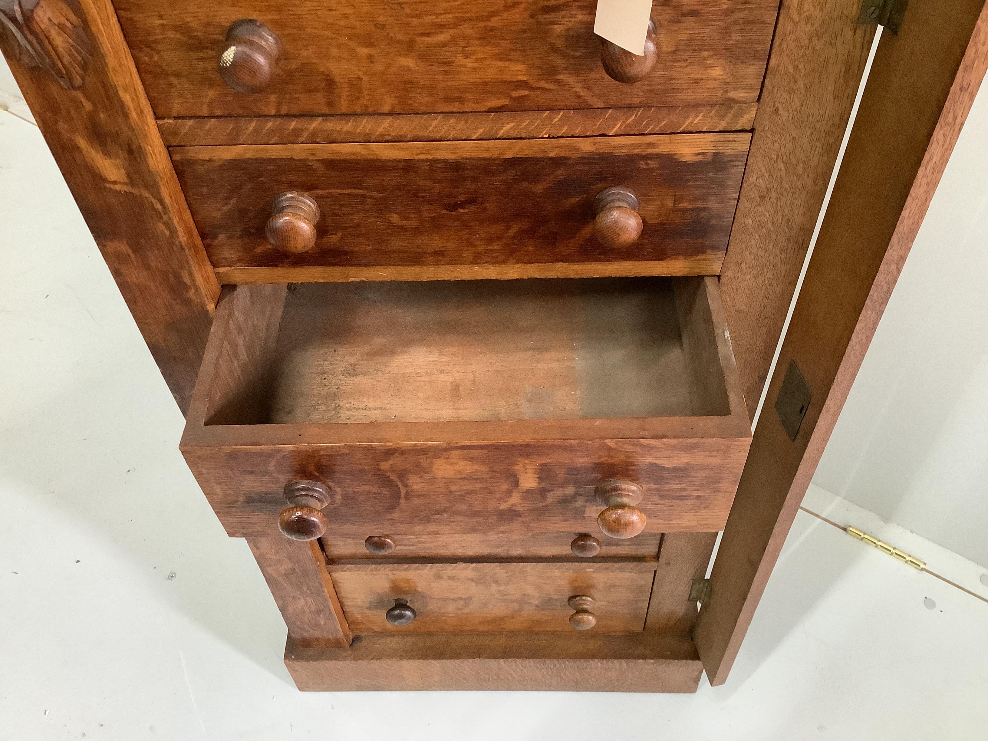 A Victorian oak Wellington chest, width 53cm, depth 36cm, height 107cm